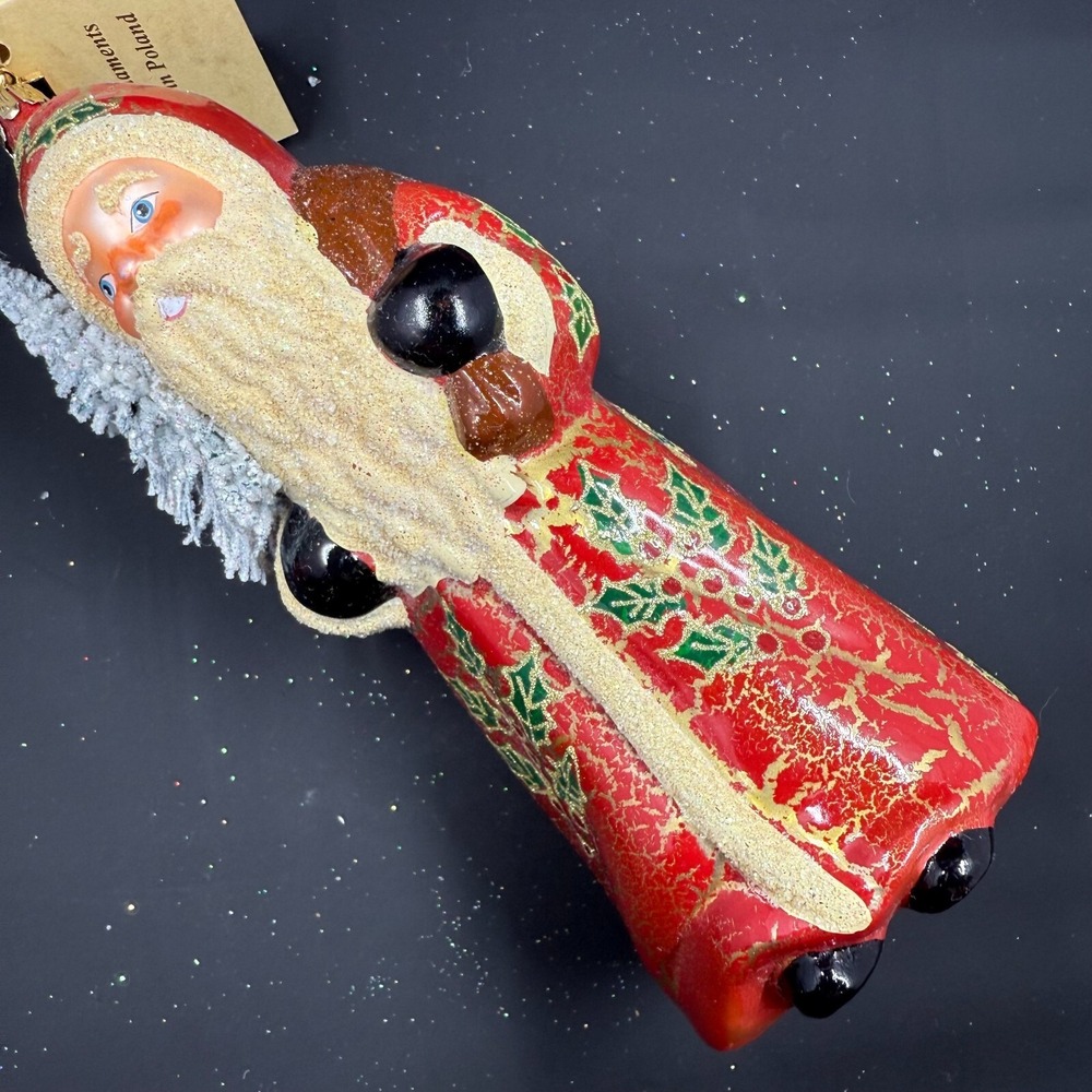 Ino‎ Schaller Glass Gabriela Christoff 6.25" Ornament Red Coat Holly SR2